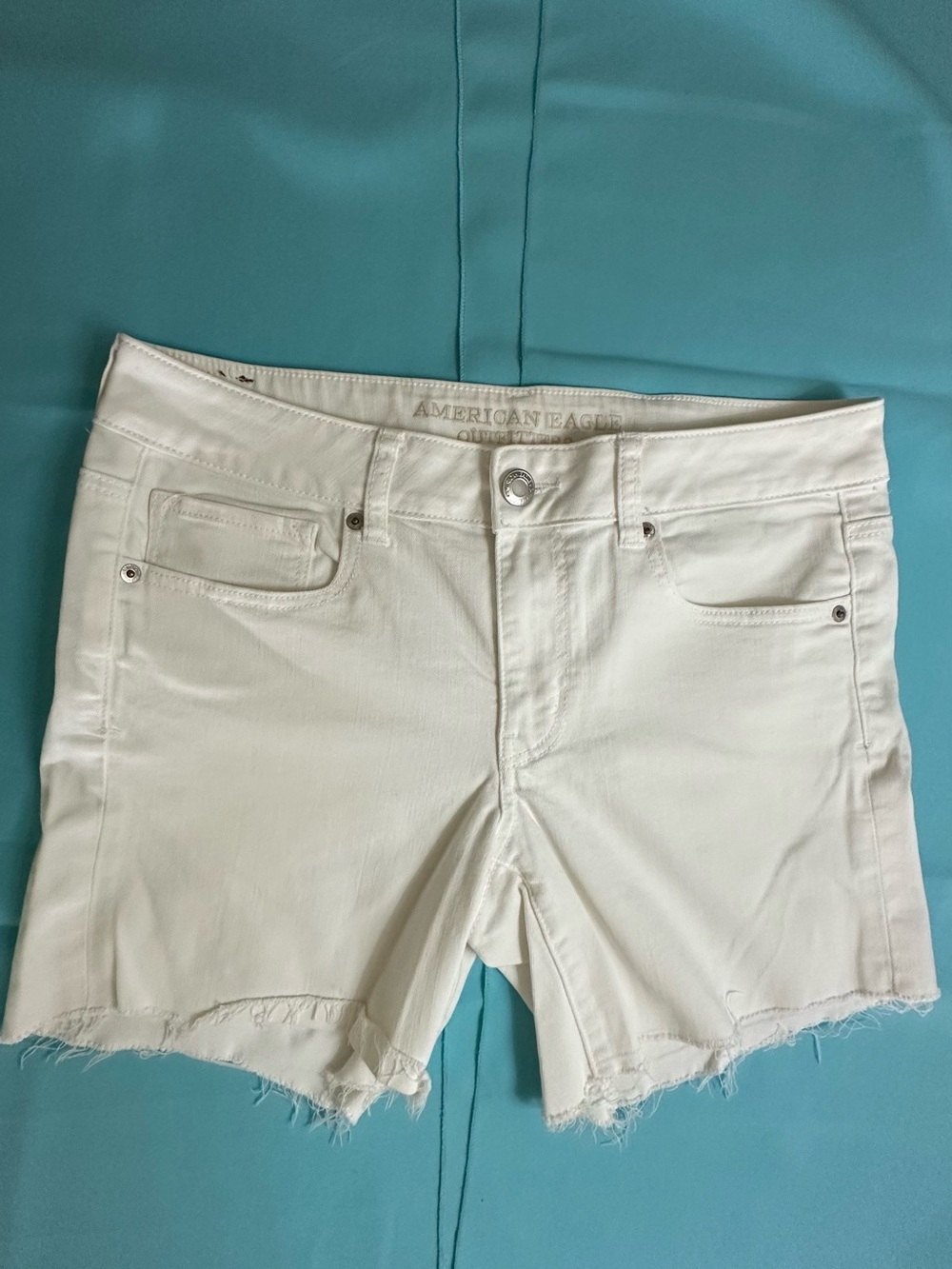 American Eagle Outfitters White Frayed Hem Denim Shorts